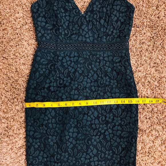 Bardot Blue Midi Length Cocktail Lace Dress - Picture 14 of 15